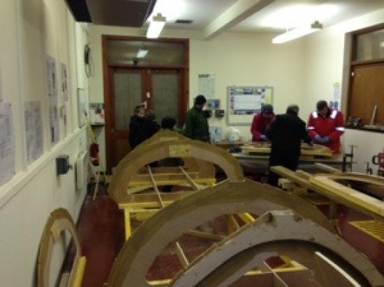 Photograph of Wick Coastal Rowing Club - gluing up the first boat