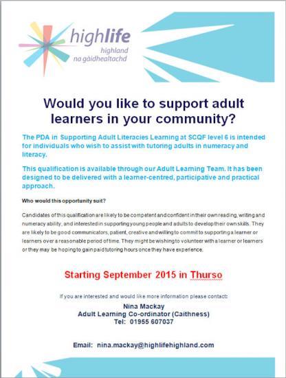 Photograph of Would You Like To Support Adult Learners?