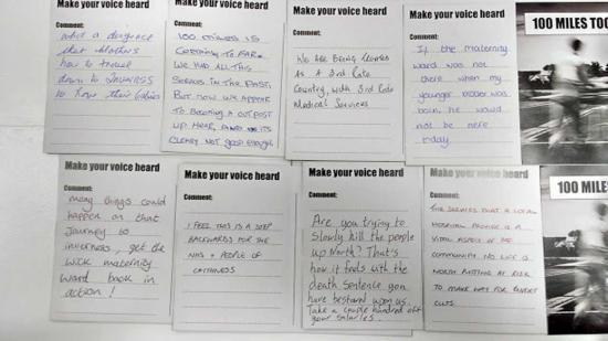 Photograph of Comments From The CHAT Postcard Campaign