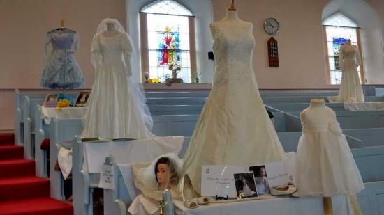 Photograph of Wedding Dresses Display At St Fergus Church, Wick in aid of CHAT Funds