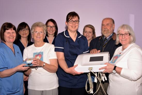 Photograph of Caithness Heart Support Group handed over equipment to Wick GP surgeries