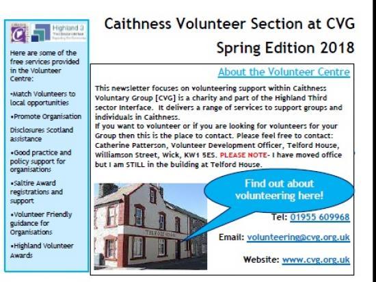 Photograph of Volunteering Caithness Spring 2018 NewsLetter