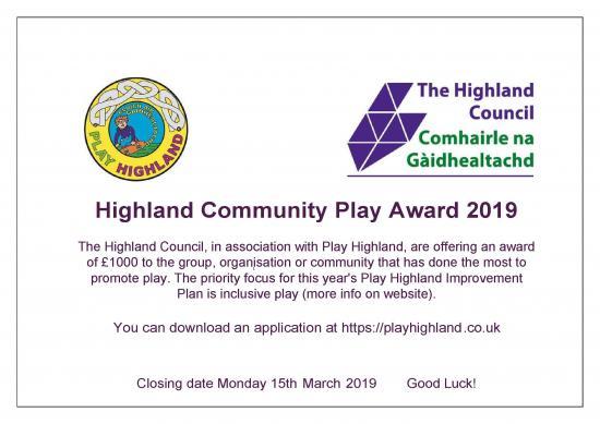 Photograph of Highland Council Community Play Award 2019