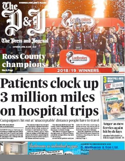 Photograph of CHAT Gets Headlines In Press and Journal After 3 million miles revelations of patients travelling to Raigmore