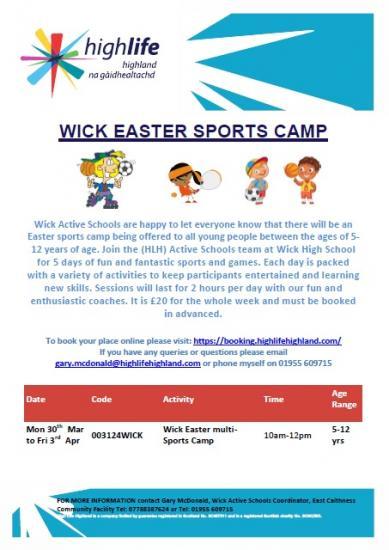 Photograph of Wick Easter Sports Camp