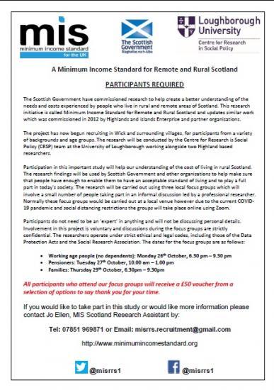 Photograph of A Minimum Income Standard for Remote and Rural Scotland - Volunteer Participants