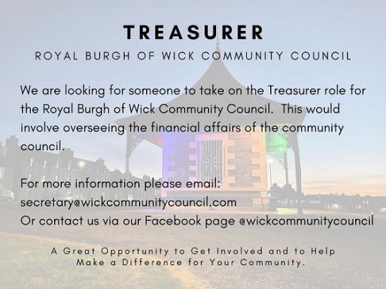 Photograph of Treasurer Wanted For Wick Community Council
