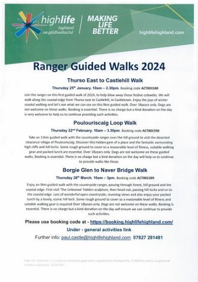 Photograph of Ranger Walks January February March 2024