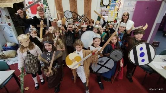 Photograph of Time-travelling Heritage Adventure - Casting A Viking Spell; Ranger Paul Castle Takes Halkirk Primary School Back In Time