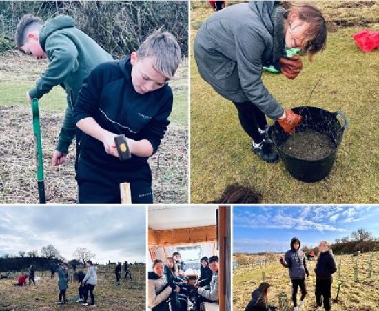 Photograph of Pupils Plant Trees To Improve Wick Riverside